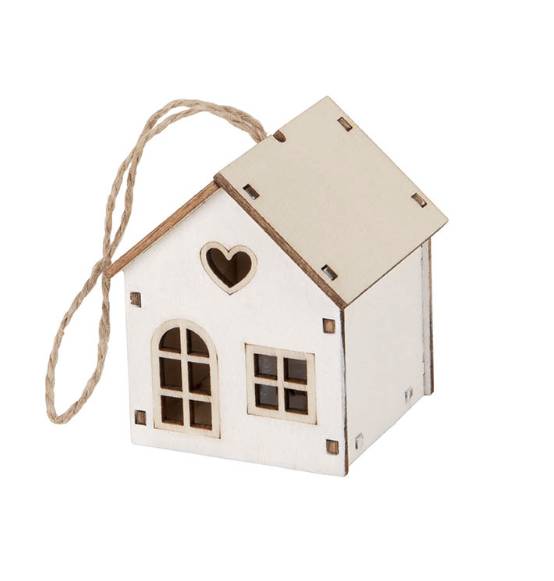 Bomboniera Casetta in legno bianco con led economica